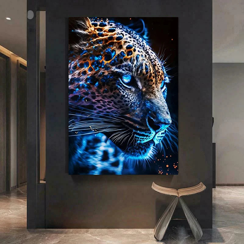 Neon Leopard Poster Canvas Painting Wall Art