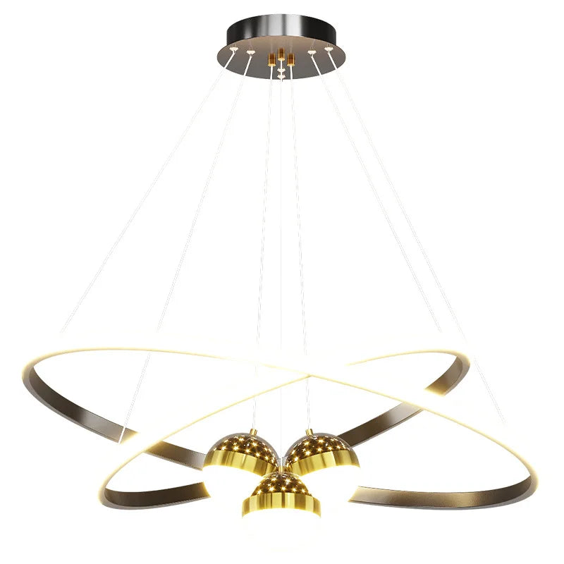 The Circular Lamp Black Golden Chandelier