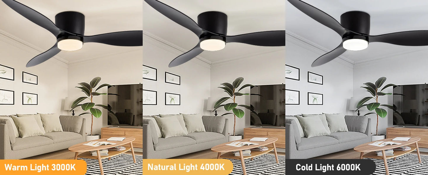 Silent & powerful ceiling fan 6-speed smart dimming LED