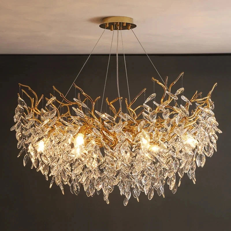 Tree Gold Crystal LED Chandeliers