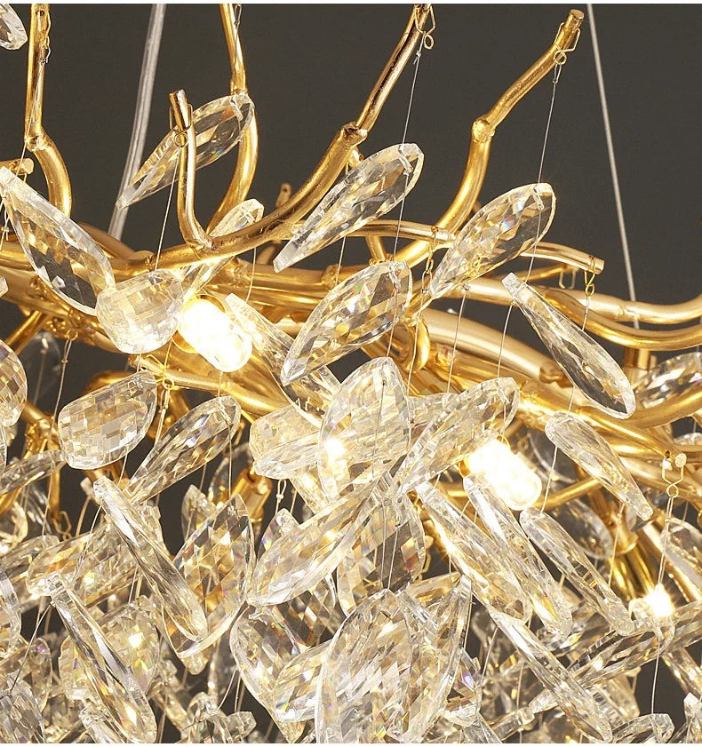 Tree Gold Crystal LED Chandeliers