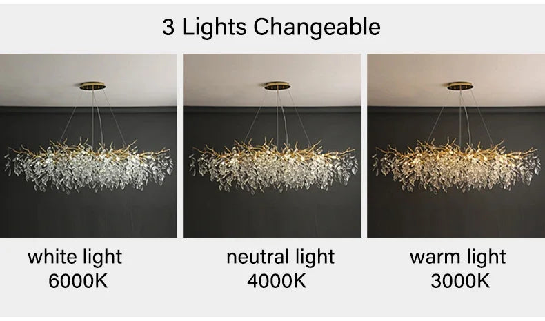 Tree Gold Crystal LED Chandeliers