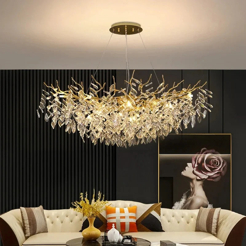 Tree Gold Crystal LED Chandeliers