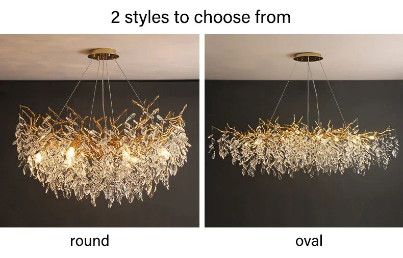 Tree Gold Crystal LED Chandeliers