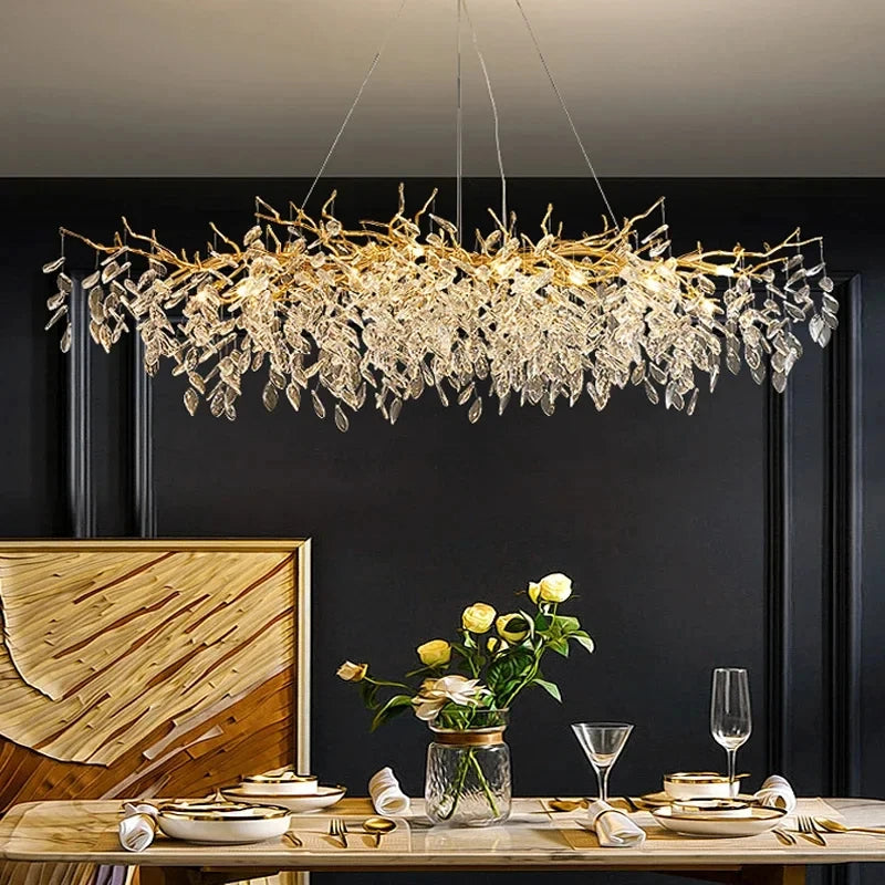 Tree Gold Crystal LED Chandeliers