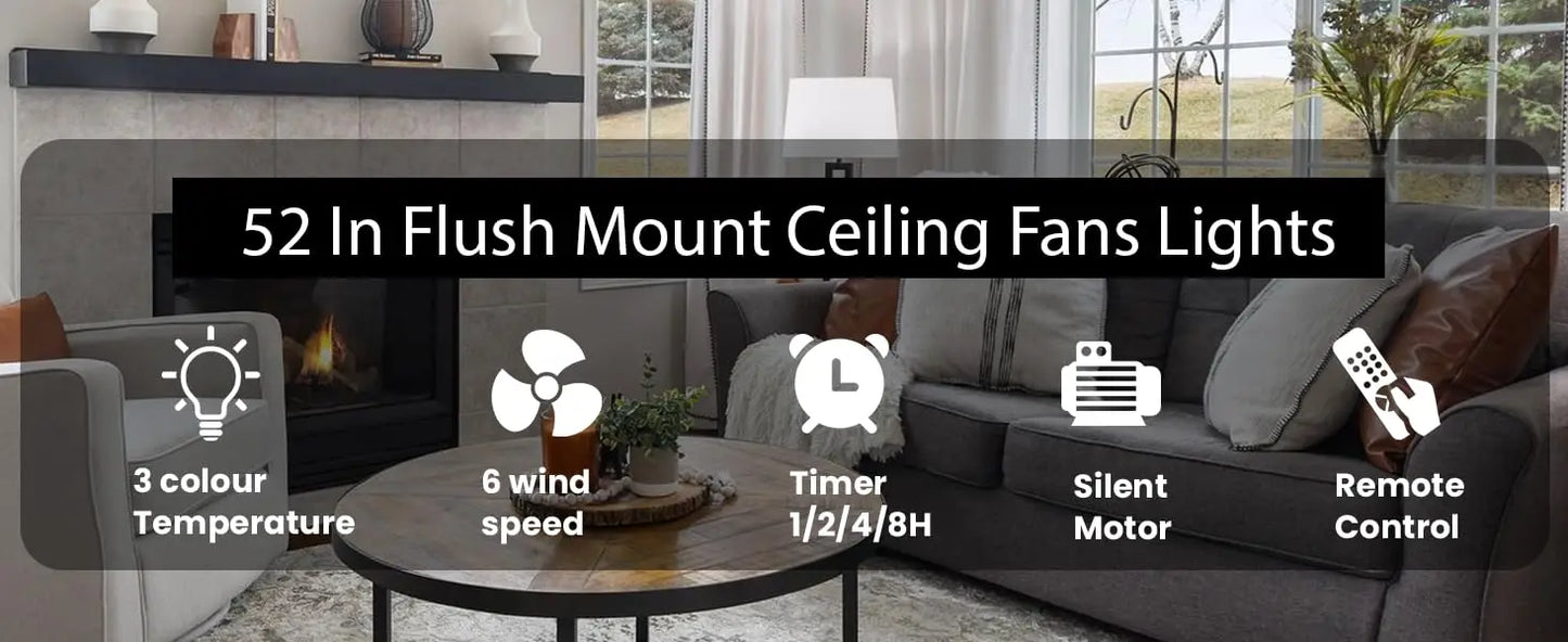 Silent & powerful ceiling fan 6-speed smart dimming LED